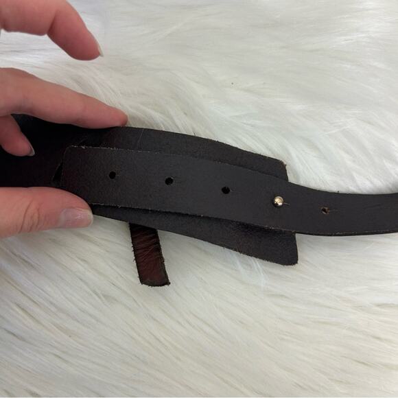 Genuine Leather Braided Wrap Detail Brown Belt Size XL - Picture 6 of 10